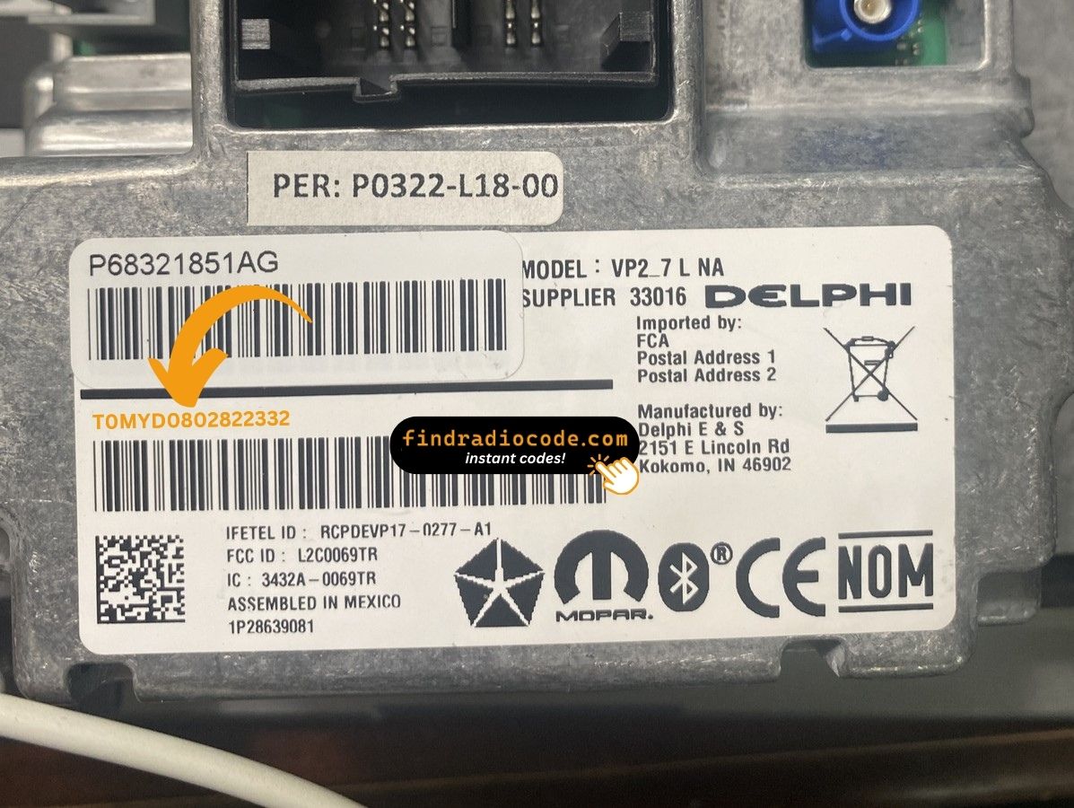 Chrysler Uconnect 7.0 VP2_7 UAG UGG UKG Delphi
 radio code anti theft online using serial number